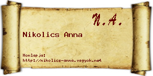 Nikolics Anna névjegykártya